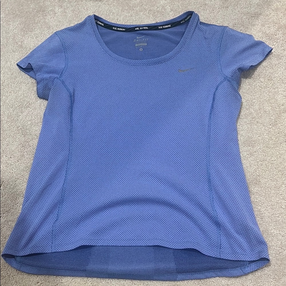 Nike Blue Fitted Running Dri- Fit Tee